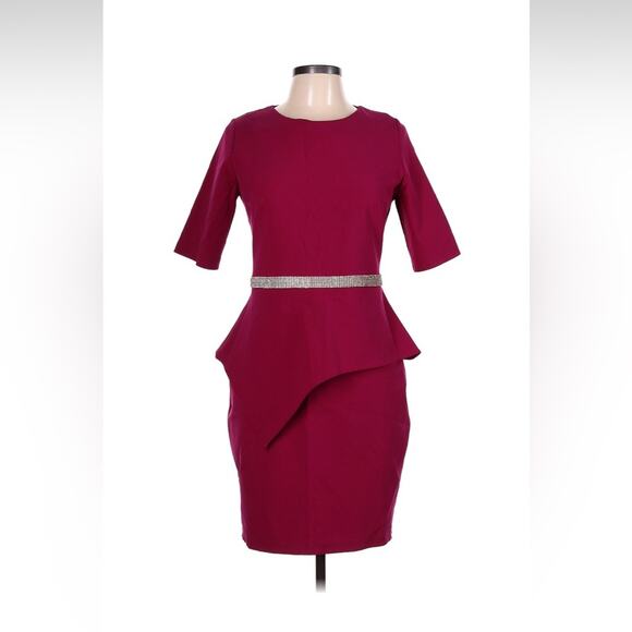 Vittoria magenta peplum sheath dress, size 42 or small - Picture 1 of 11